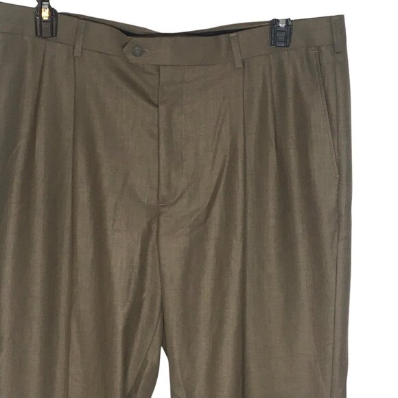 Perry Ellis America Dress Pants Mens 40x32 Brown Pleated Cuffed Front Slacks - Picture 6 of 16